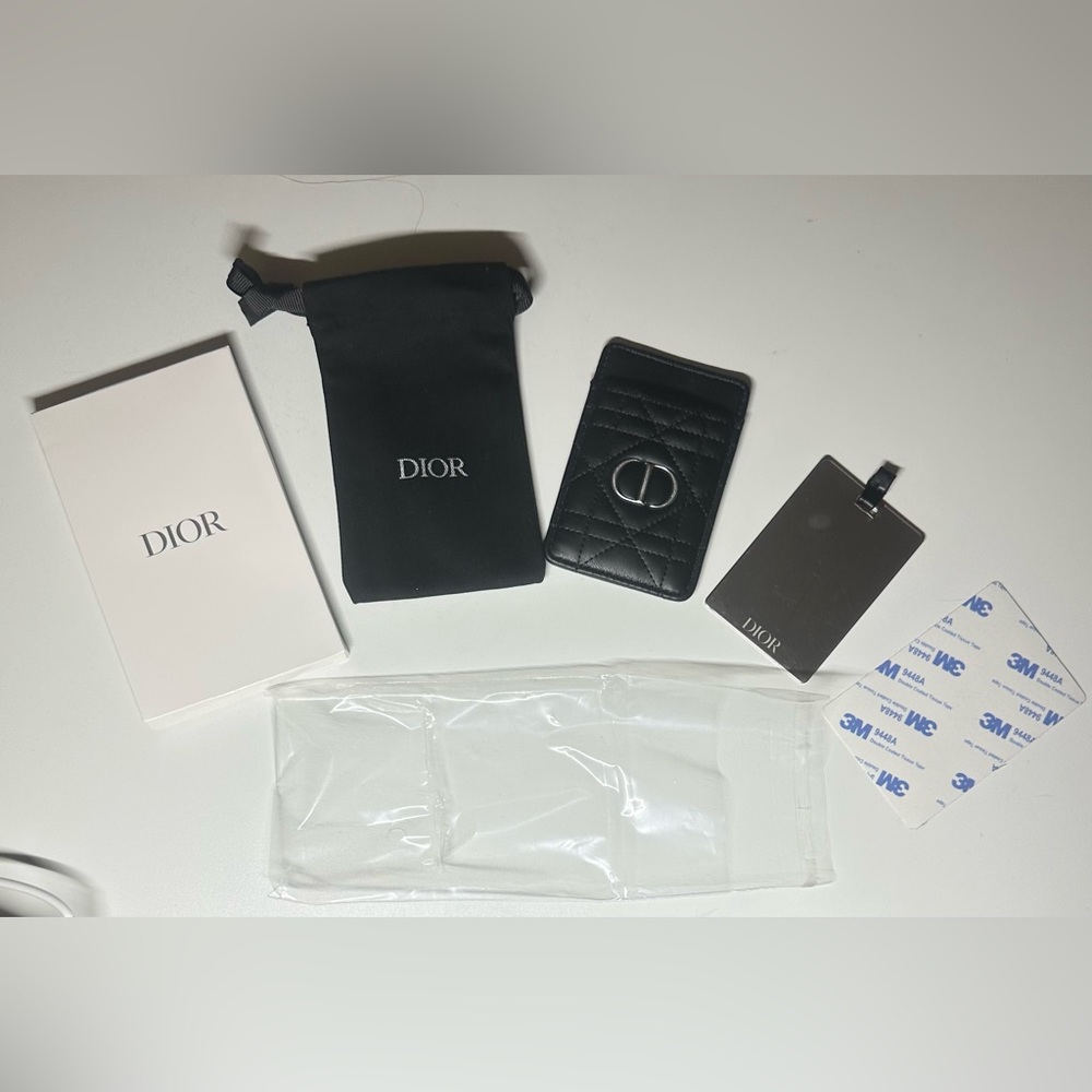 Dior Quilted Black Card Case with Mirror, Phone accessory GWP NWB